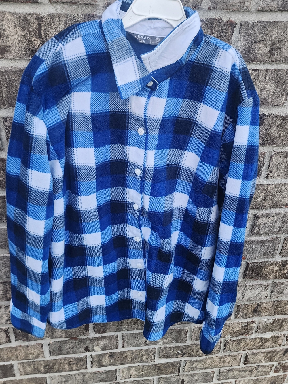 Riders by Lee Blue and White Plaid Shacket Button-Down Shirt